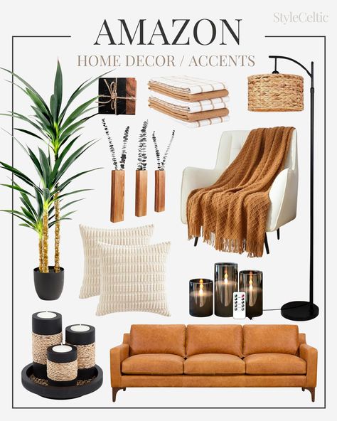 Shop recommended products from Brooke Henderson on www.amazon.com. Learn more about Brooke Henderson's favorite products. Cognac Black And White Living Room, Fake Floor Plants, Black Floor Lamp Living Room, Black And Brown Decor, Bathroom Decor Orange, Kirklands Home Decor, Neutral Modern Home, Couch Beige, Beige Furniture