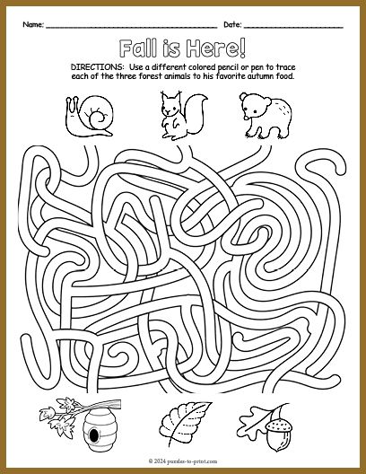 Free Printable Fall Maze Kindergarten Mazes Printables, Maze Template Free Printable, Free Maze Printables, Fall Mazes For Kids, Maze Puzzles For Kids Free Printables, Fall Mazes Printable, Easy Mazes For Kids Free Printable, Maze For Kids Preschool, Kids Mazes Free Printable