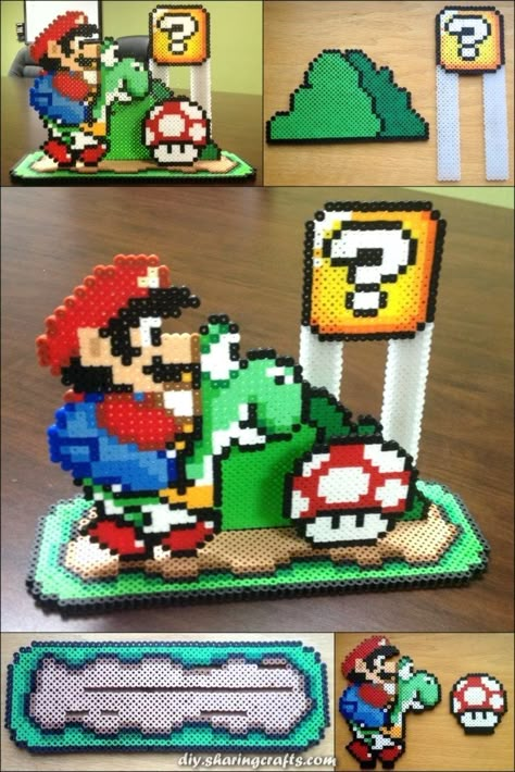 BEAD JEWELRY PATTERNS #BeadPatterns Fuse Bead 3d Patterns, 3d Mario Perler Beads, How To Make 3d Perler Beads, Easy Perler Beads Ideas 3d, 3d Fuse Beads Patterns, Perler Bead 3d Patterns, Super Mario Perler Bead Patterns, Disney Hama Beads Pattern, Perler Beads Ideas 3d