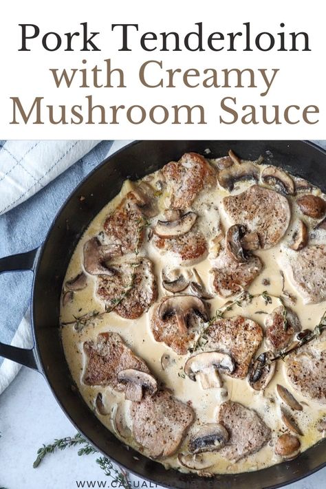 Sauce For Pork Tenderloin, Recipe For Pork Tenderloin, Cottage Roll, Easy Pork Tenderloin Recipes, Balsamic Pork Chops, Pork Tenderloin Medallions, Fall Casseroles, Easy Pork Tenderloin, Mushroom Cream Sauce