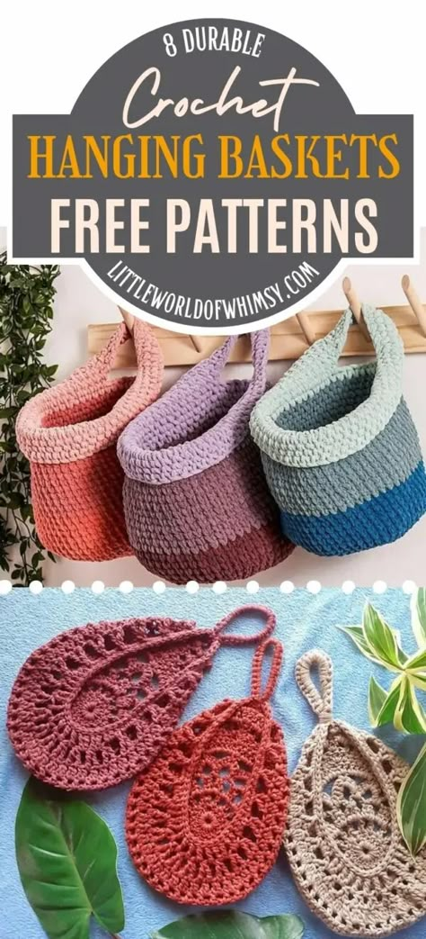 Try one of these crochet hanging baskets free patterns for your plants or other small stuff. It is an easy DIY crochet project that can used in a variety of ways and some tutorials include multiple sizes. Crochet Hanging Baskets, Crochet Hanging Basket, Fruit Hammock, Crochet Plant Hanger, Pattern Storage, Crochet Storage Baskets, Crochet Basket Pattern Free, Basket Tutorial, Crochet Hanging