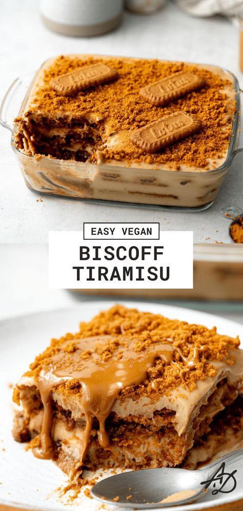 Biscoff Tiramisu, Tiramisu Vegan, Dessert Smoothies, Tiramisu Recept, Biscoff Recipes, Vegan Baking Recipes, Vegan Dessert Recipes, Vegan Treats, Vegan Dessert