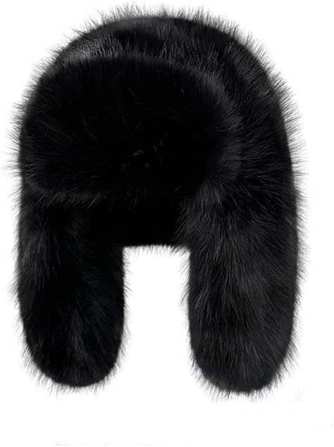 Fluffy Hat Winter, Black Fur Hat, Ushanka Hat, Fluffy Hat, Russian Hat, Warm Hats, Cold Weather Hats, Minimalist Color, Aviator Hat