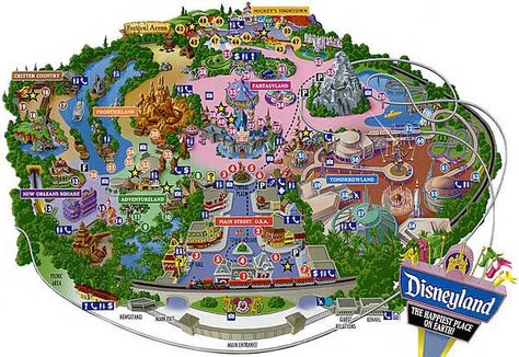 The Map that is never needed because i can literally close my eyes and gove you a detailed play by play of EVERY ride, food cart, resturant ect.. yea i LOVE it there! Disneyland Los Angeles, Disney Map, Theme Park Map, Disneyland Map, Disneyland World, Disneyland Anaheim, Disneyland California Adventure, Disneyland Tips, Disneyland California