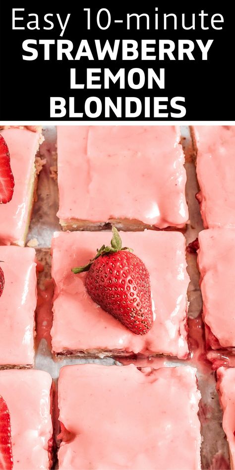 Strawberry Lemon Blondies, Gluten Free Summer Desserts, Summer Desserts Gluten Free, Lemon Blondies, Desserts Easy For A Crowd, Key Lime Pie Bars, Canned Strawberries, Citrus Recipes, Desserts Gluten Free