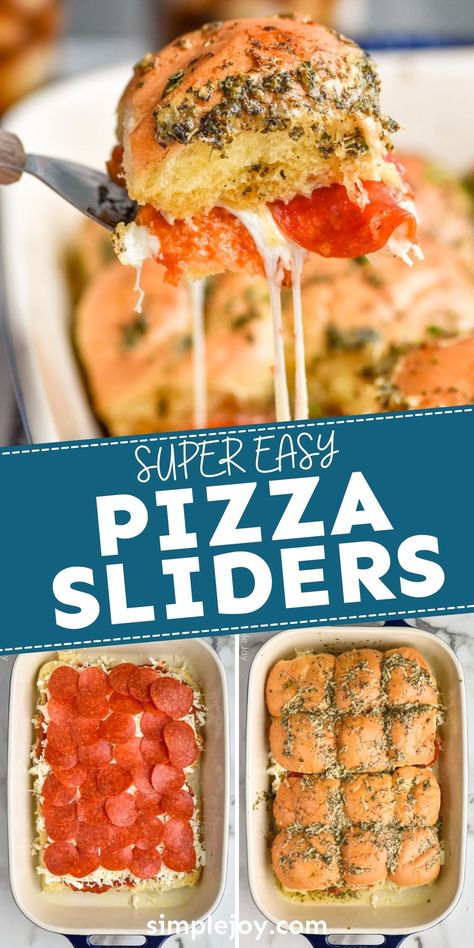 If you love easy dinners, you have to try our Pizza Sliders! These taste like perfect bites of pizza on a little bun. They are easy to make and easier to eat. Pizza Buns Recipe, Oven Baked Pizza, Pizza Sliders, Pizza Sides, Patty Melt Recipe, Pizza Buns, Pizza Slider, Pizza Appetizers, Baking Buns