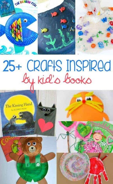 Looking for a fun way to reinforce what your kids are reading? These crafts are great ideas to help your kids learn and have fun at the same time, Book Themed Crafts, Storybook Crafts, Storytime Crafts, Childrens Books Activities, Best Crafts, Art And Craft Videos, Preschool Books, Books For Kids, Toddler Books