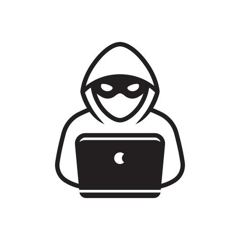 Computer hacker with laptop icon, Spy agent isolated on white. Computer Science Stickers, Hacker Drawing, Hacker Laptop, Spy Agent, Laptop Icon, Drawing Technology, Computer Hacker, Computer Vector, Science Icons