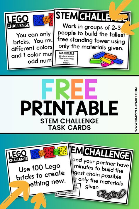 Are your LEGO obsessed kids looking for a new creative challenge to make the most of those LEGO bricks piled everywhere? Then they'll love this fun STEM LEGO building challenge! Stem Challenge Cards, Lego Stem Challenge, Stem Cards, Task Cards Free, Building Challenge, Modern Homestead, Lego Challenge, Typing Skills, Short Vowel Words