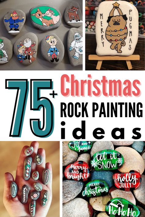 Rock Santa Claus, Painted Rocks Ideas Christmas, Rock Painting Ideas Strawberries, Joy Rock Painting, Diy Christmas Painted Rocks, Diy Christmas Rock Painting, Santa Painted Rocks Ideas, Pebble Painting Christmas, Christmas Themed Rock Painting