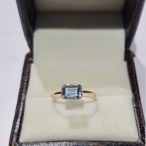 Gold Aquamarine Ring, Emerald Cut Aquamarine Ring, Graduation Rings, March Birthstone Ring, Opal Wedding Rings, Baguette Ring, Aquamarine Engagement Ring, Ringe Gold, Aquamarine Ring