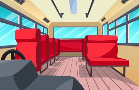 Illustration of the bus interior, cartoo... | Premium Vector #Freepik #vector #car #travel #cartoon #red School Bus Cartoon, Bus Cartoon, Bus City, Bus Interior, Gacha Background, Estilo Cartoon, Furniture Design Sketches, Storyboard Illustration, Gacha Backgrounds