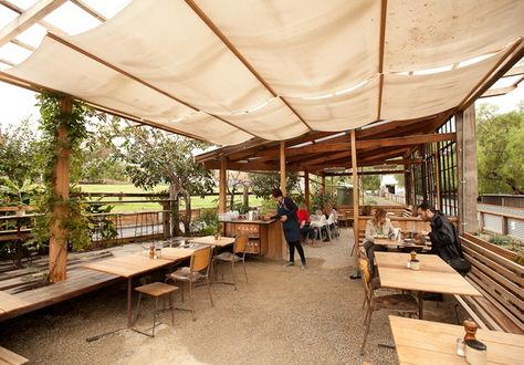 The Hay of the Farm Cafe - Food & Drink - Broadsheet Melbourne Omelette Station, Restaurant Vibes, Camping Landscape, Farm Cafe, Brewery Design, Rustic Cafe, Outdoor Restaurant Design, Lampang, Houston Street