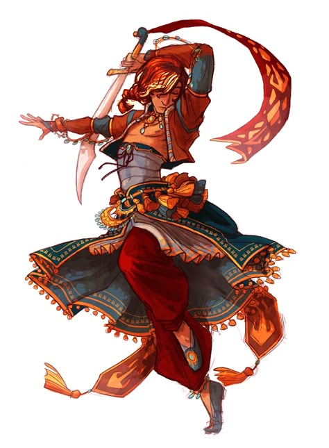 Male Ifrit Dervish Dancer Bard - Pathfinder PFRPG DND D&D 3.5 5th ed d20 fantasy/ Face maybe makin Heroic Fantasy, People Drawing, Lindy Hop, Swing Dancing, Dnd Art, Rpg Characters, Turtle Art, Poses References, Drawing Clothes