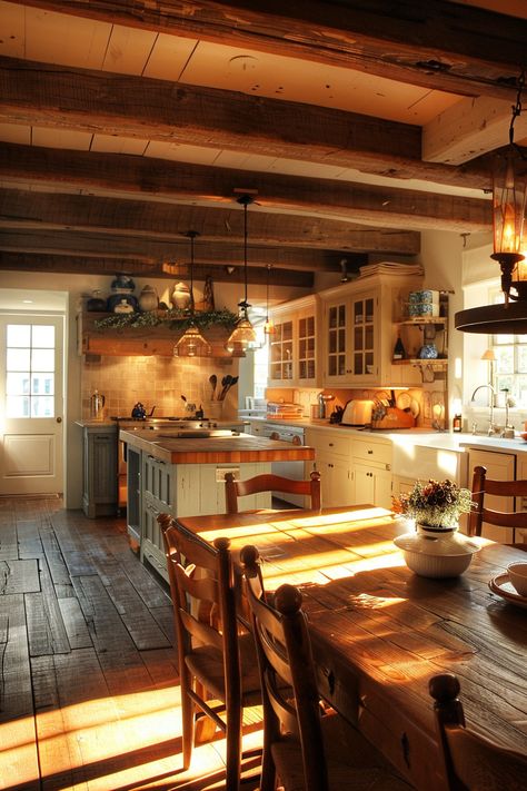 Get Inspired: Farmhouse Kitchen Decor Ideas - Quiet Minimal Kitchen 90s Style, Open Cottage Kitchen, Small Country Home Ideas, Retro Cabin Kitchen, Interior Design House Modern, Vintage Cottage Kitchens Farmhouse Style, 1800s Farmhouse Kitchen, Country Houses Farmhouse, Ranch Ideas Farms