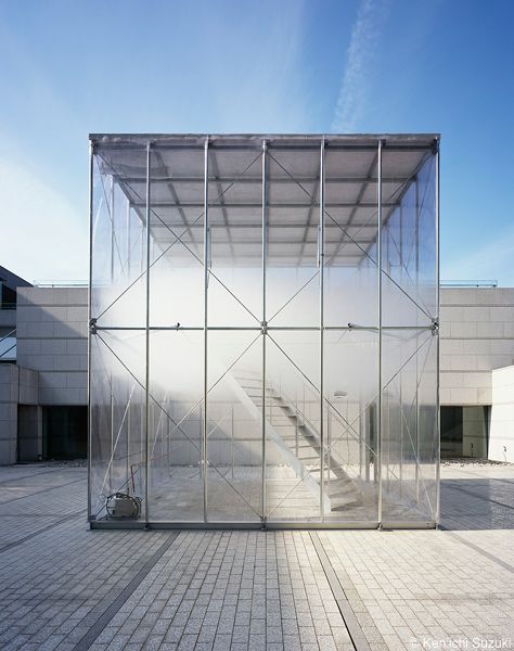 Cloudscapes at MOT - TETSUO KONDO ARCHITECTS Scaffolding Installation, Transparent Architecture, Cloud Installation, Box Architecture, Installation Architecture, Temporary Architecture, Steel Installation, Glass Building, Library Architecture