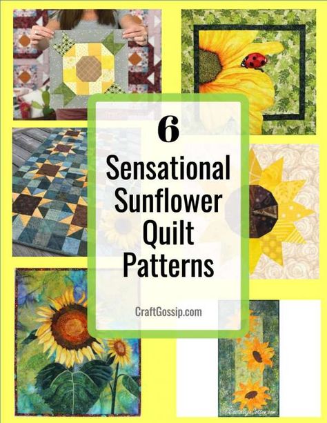 6 Sensational Sunflower Quilt Patterns – Quilting Sunflower Quilt Patterns, Sunflower Quilt Pattern, Sewing Patterns For Babies, Sunflower Mosaic, Sunflower Quilt, Southwest Quilts, Quilt Pattern Ideas, Sunflower Quilts, Heart Quilt Pattern