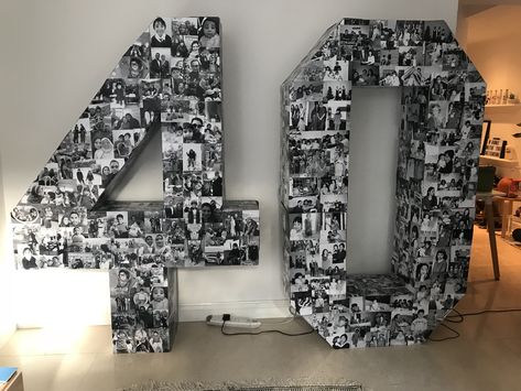 Big birthday photo numbers! Giant Numbers Diy Birthday Parties, Big Numbers Decoration Diy, Giant Birthday Numbers Diy, Diy Giant Numbers With Lights, Giant 50 Numbers, 40 Light Up Numbers, Photo Numbers, Pool Party Adults, Jumbo Letters