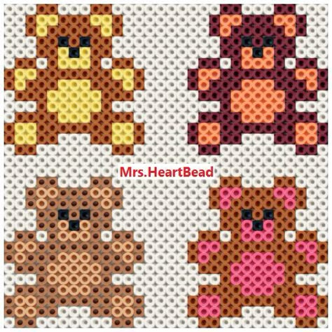 Pixel/bead pattern. Teddy bears, counting teddys outside on houses, while taking a walk. Envented in 2020 in the corona pandemic. Bead Pins, Melt Beads, Easy Perler Beads, Perler Bead Projects, Beads Inspiration, Pixel Beads, Teddy Bears Valentines, Easy Perler Beads Ideas, Perler Bead Crafts