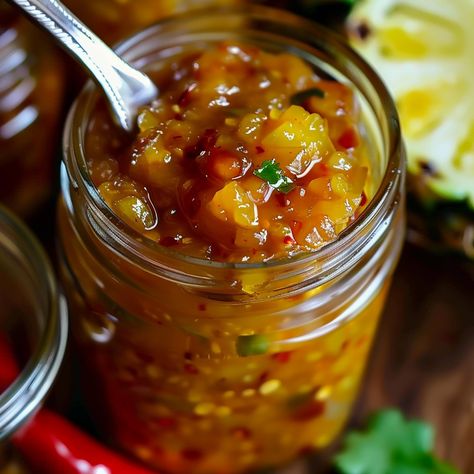 Sweet Chili Pineapple Sauce Pineapple Chili, Chili Chutney, Pineapple Sauce, Homemade Cheese Sauce, Tomato Basil Sauce, Homemade Sauce Recipes, Sauces And Dressings, Homemade Cheese, Spicy Chili