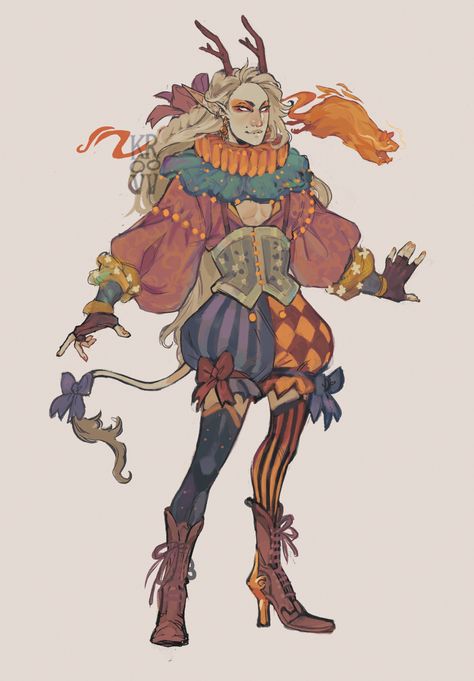 by kroov Jester Costume, A Clown, Dungeons And Dragons Characters, Dnd Art, Wow Art, Arte Fantasy, Character Creation, Dnd Characters, Comic Artist