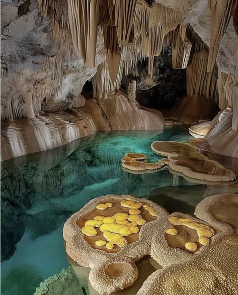 Lechuguilla Cave, Carlsbad Caverns National Park, New Mexico.  Photo credit:  US Hiking Place Facebook page. Carlsbad Caverns New Mexico, Carlsbad Caverns National Park, Carlsbad Caverns, Cave In, The Cave, Travel Brochure, Take A Hike, Google Lens, Fantasy Landscape