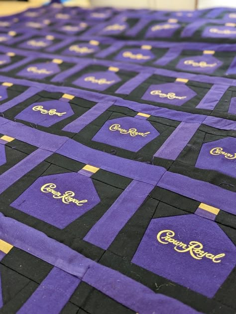 A paper piecing , pattern made by me Royal Crown Quilts Pattern, Crown Royal Quilts Ideas Patterns, Crown Coasters, Crown Royal Blanket, Crown Royal Bag Quilt, Crown Royal Diy, Cow Quilts, Crown Royal Crafts, Crown Royal Quilts