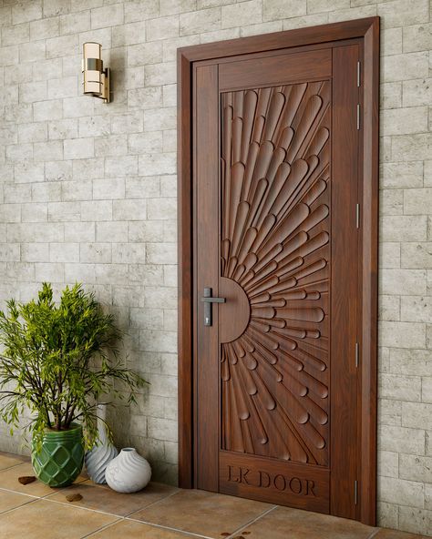 LK 141 Obsessed with the details!! Crafted from the finest wood, it's built to last a lifetime. 🚪 📞 (+91) 8447141141 . . . . #lkdoor #woodendoors #Homeimprovement #woodendoor #woodworking #door #doors #solidwood #frontdoor #maindoor #interiordesign #architect Wooden Double Door Design Entrance Front Entry, Main Doors Wooden, Wood Single Door Design, Modern Wooden Doors Entrance Front Entry, Wooden Single Door Design, Bangkok House, Single Main Door Designs, Teak Doors, Main Door Design Photos