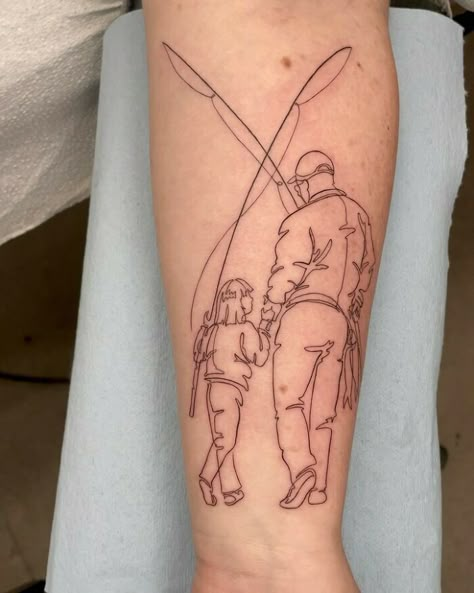 Fishing Memorial Tattoo Dads, Remembrance Tattoo Ideas Brother, Fishing Tattoos For Women Memorial, Memorial Fishing Tattoos, Papa Memorial Tattoo, Tattoos To Honor Dad, Father Daughter Fishing Tattoos, Remembering Dad Tattoos, Fishing Tattoo Memorial