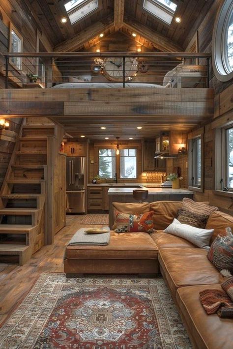 Log Cabin Loft Ideas, Metal Barn House Plans, House Design Bedroom, Tiny House Bedroom Ideas, Two Bedroom Tiny House, Bedroom Tiny House, Creative Bedroom Ideas, Bedroom Solutions, Cabin Style Homes