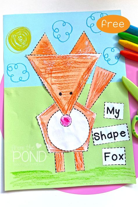 We've updated our math shape crafts for Autumn and Fall. On the blog we take you through the new inclusions with the fox as a sample. Shape crafts combine geometry, fine motor and creativity! Autumn Shape Activities, Fox Worksheets Preschool, Preschool Fox Craft, Squirrel Name Craft, Preschool Fox Activities, Animal Craft Kindergarten, Fox Crafts For Preschoolers, Woodland Creatures Preschool Theme, Fall Shape Activities Preschool