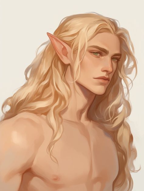 Blonde Fictional Characters Male, Blond Twink Drawing, Elf Royalty Aesthetic, Lizard Man Art, Long Blonde Hair Male Character Art, Male Elf Hair, Blonde Elf Aesthetic, Pretty Oc Art, How To Draw Blonde Hair