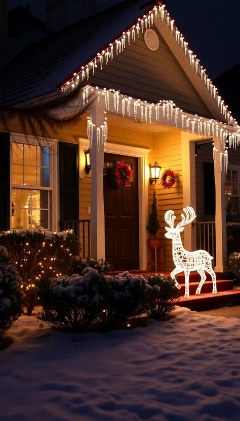 Transform your home into a dazzling winter wonderland with a breathtaking outdoor lighting display!   From sparkling icicle lights draping gracefully from your eaves to enchanting illuminated reindeer prancing across your lawn, the possibilities are truly endless. Outdoor Xmas Lights, Icicle Lights, Xmas Lights, Merry Little Christmas, Christmas Themes, Outdoor Lighting, Winter Wonderland, Reindeer, Lawn