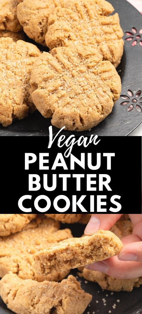 Cookie Recipes Chewy, Vegan Peanut Butter Cookies, Vegan Baking Recipes, Vegan Cookies Recipes, Cookies Vegan, Desserts Vegan, Cake Vegan, Vegan Peanut Butter, Low Carb Cookies