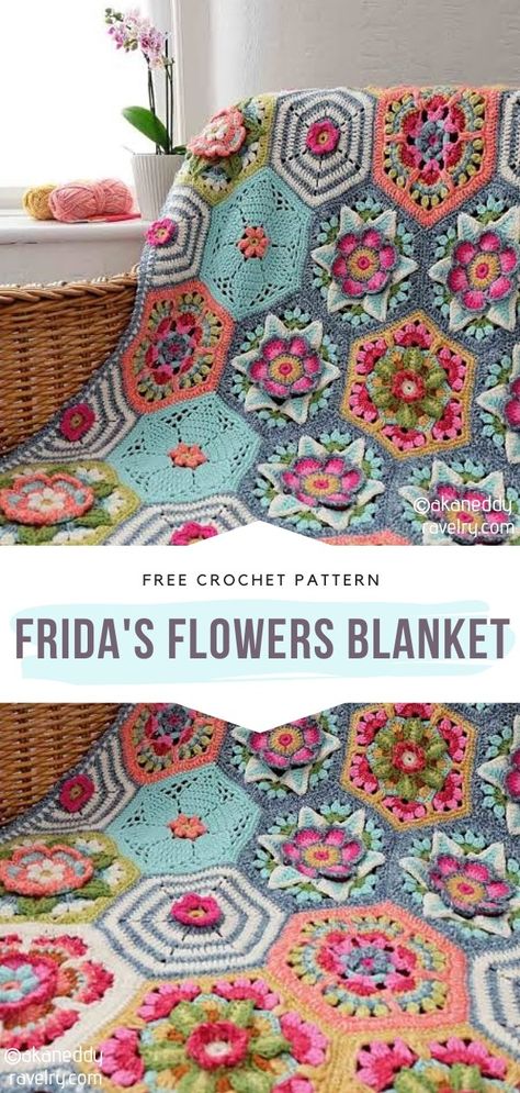 Motifs Afghans, Truck Garden, Crochet Flower Blanket, Crocheted Blanket, Alpine Plants, Floral Blanket, Crochet Blanket Designs, Flower Blanket, Garden Types