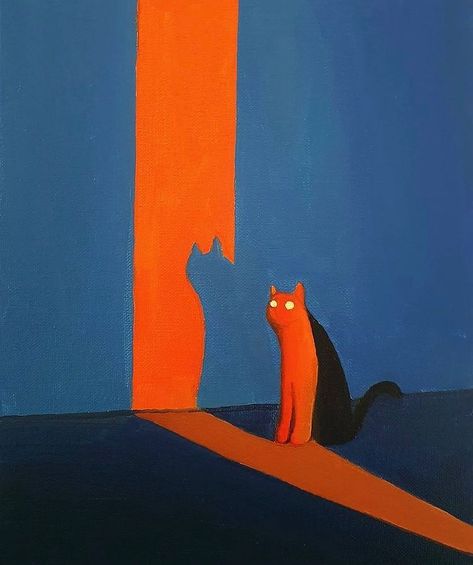 Art For Cats, Orange Poster Design, Blue And Orange Painting, Incomplete Art, Blue And Orange Art, True Love Art, Love Illustration Art, Oil Art Painting, Oil Painting Ideas