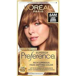 L'Oreal Paris Superior Preference Fade-Defying + Shine Permanent Hair Color, 6AM Light Amber Brown, Pack of 1, Hair Dye Light Amber Hair Color, Amber Hair Colors, Ash Blond, Amber Hair, Gel Hair, Hair Dyes, Amber Brown, Permanent Hair Dye, Color Kit