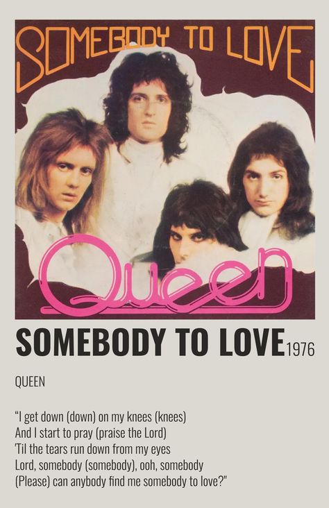 Somebody To Love Queen, Spotify Link, Queen Poster, Song Cover, Sweet Grace, Posters For Room, Song Recommendations, Love Poster, Somebody To Love