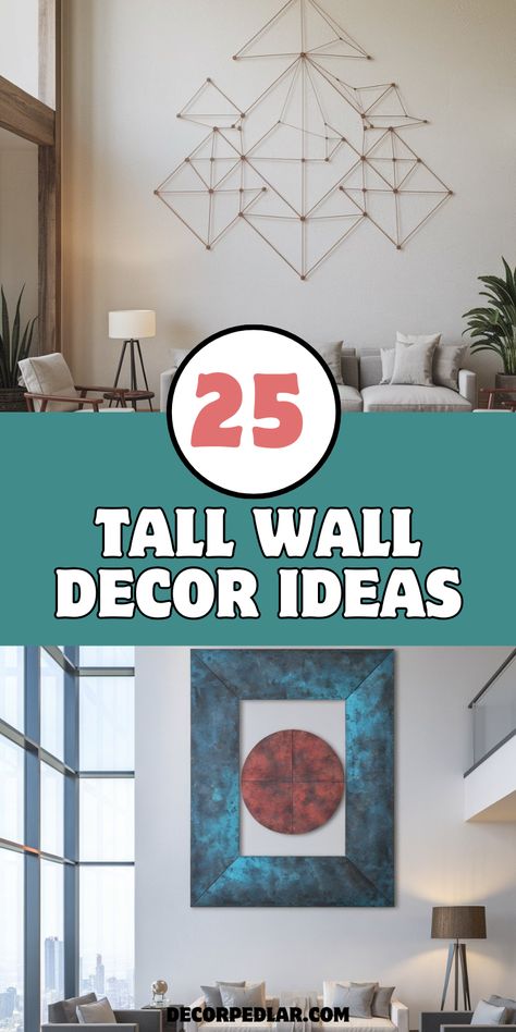 Looking to make a statement with tall walls? Discover 25 unique and stylish wall decor ideas to elevate any space. From classic to modern, these tips will help you create an unforgettable look in every room. Tall Wall Ideas, How To Decorate Tall Walls, Tall Wall Decor Ideas, High Wall Decorating Ideas, Decorating High Walls, Tall Wall Decor, Stylish Wall Decor, Rustic Ladder, Mirror Panels