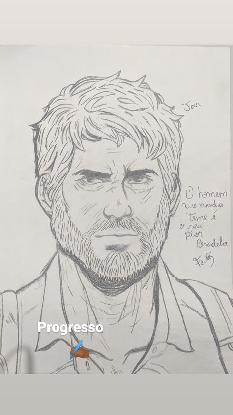 Feito com apenas lapis de cor preto The Last Of Us Drawing Joel, Joel Miller Drawing Easy, Joel Miller Sketch, Desenho The Last Of Us, The Last Of Us Dibujos, Joel Drawing, Fun Drawings, Drawings To Try, Dibujos Ideas