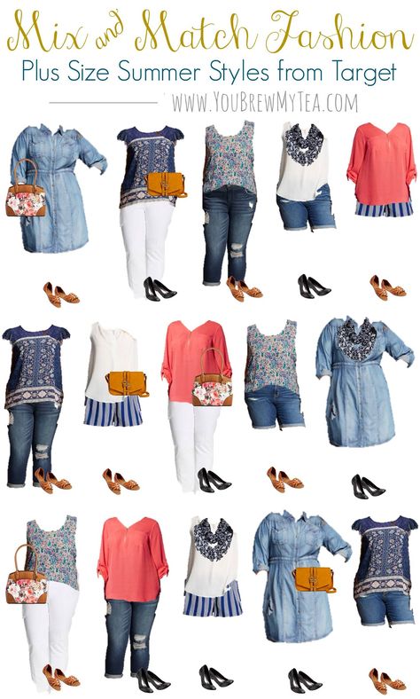 Don't miss our great list of Affordable Plus Size Fashions For Spring!  Great styles to mix and match that flatter and are budget friendly! Plus Size Capsule Wardrobe, Types Of Clothes, Plus Size Summer Fashion, Mode Tips, Plus Size Summer Outfits, Look Plus Size, Clothes And Shoes, Summer Styles, Fashion Plus Size