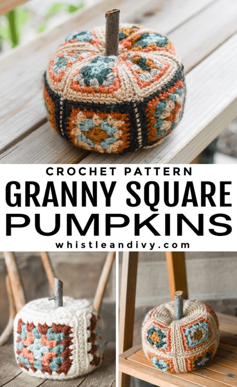 Classic meets modern with these pretty granny square pumpkins. With endless color possibilities and almost as many ways to put them together, you can make a granny square pumpkin collection as unique as you. This pumpkin pattern is versatile so you can try switching up your yarn weight to make big chunky pumpkins! #crochet #moderncrochet #crochetpumpkins #grannysquare #moderngrannysquare #grannysquarepumpkin #fallcrochet #autumcrochet #moderncrochetpattern Square Pumpkin, Crochet Pumpkins, Fall Crochet Patterns, Crochet Holiday, Fall Crochet, Modern Crochet Patterns, Adornos Halloween, Crochet Halloween, Halloween Crochet Patterns