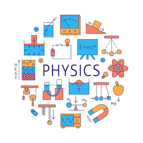 Physics Icon Design, Physics Decoration, Physics Logo Design, Physics Poster Ideas, Poster Physics, Physics Vector, Physics Icon, Physics Logo, Physics Art