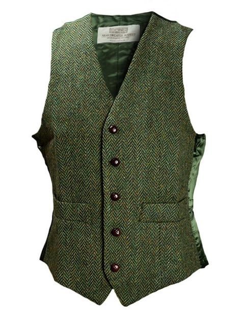 Donegal Tweed Waistcoat - Green Vest Coats, Gentleman Mode, Wedding Day Images, Cowboy Vest, Waistcoat Fashion, Ad Infinitum, Irish Sweater, Donegal Tweed, Tweed Waistcoat