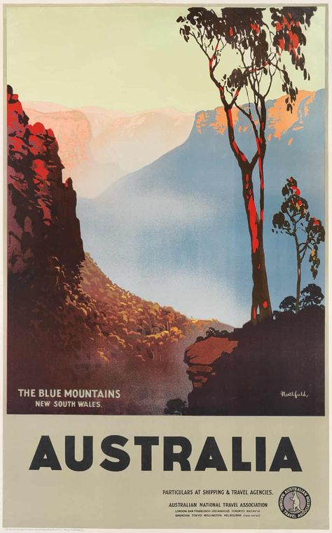 Blue Mountains Australia, Vintage Australia, Posters Australia, Australian Vintage, Blue Canvas Art, Poster Advertising, Tourism Poster, Old Posters, Australian Travel