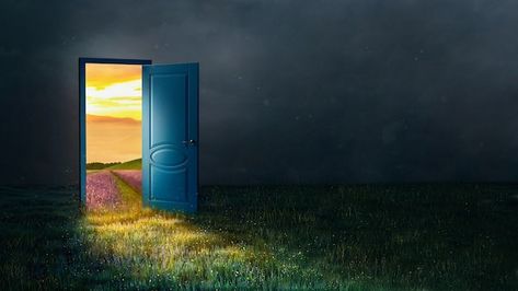 Free photo concept of open door collage | Free Photo #Freepik #freephoto #montage #collage #open-door #magic Open Door Background, Open Door Aesthetic, Open Door Photography, Rene Magritte Paintings, Minimal Door, Door Portal, Door Collage, Door To Heaven, Bangalore Days