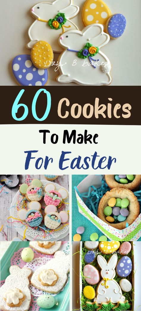 60 Cookies To Make For Easter perfect for parties and picnics at Easter time. #cookies #recipes #easter #partyfood Decorate Easter Cookies, Decorated Easter Sugar Cookies, Easter Treats To Sell, Easter Sugar Cookies Recipes, Easter Cookies Decorated, 60 Cookies, Peeps Crafts, Pillsbury Sugar Cookies, Easter Party Food