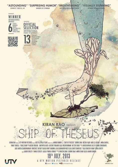 We are happy to share the poster of Ship Of Theseus. This film, written and directed by Anand Gandhi and presented by Kiran Rao will release on the 19th of July. Tattoo Ship, Ship Of Theseus, Posters Bollywood, Spiritual Documentaries, Underrated Movies, Trabzon Turkey, Movie Art Poster, S Symbol, Kiran Rao