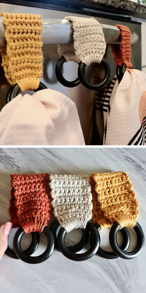 Handy Crochet Kitchen Accessories – 1001 Patterns Crochet Towel Holders, Clothes Tutorial, Crochet Towel, Crocheted Items, Crochet Dishcloths, Clothes Crochet, Crochet Kitchen, Tutorial Crochet, Quick Crochet