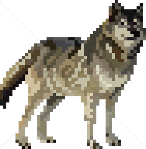 Wolve Pixel Art Wolf Pixel Art, Wolf Vector, Moose Pictures, Pixel Art Landscape, Wolf Illustration, Graph Paper Drawings, Pixel Art Templates, Dog Sketch, Minecraft Pixel Art